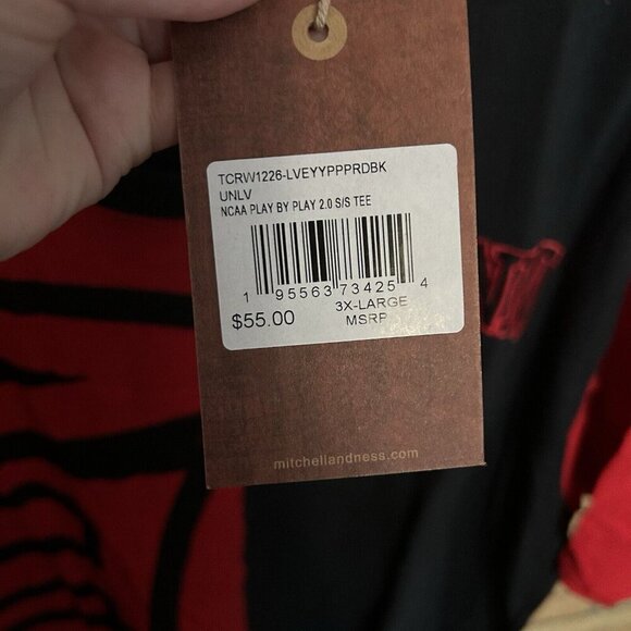NWT Mitchell & Ness College UNLV Rebels Shirt Red And Black Colorblock Size 3XL - Picture 3 of 6